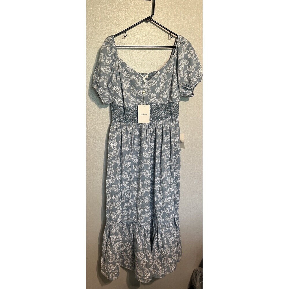 Bohme Women's Blue Floral Layered Boho Dress NWT Size Large
